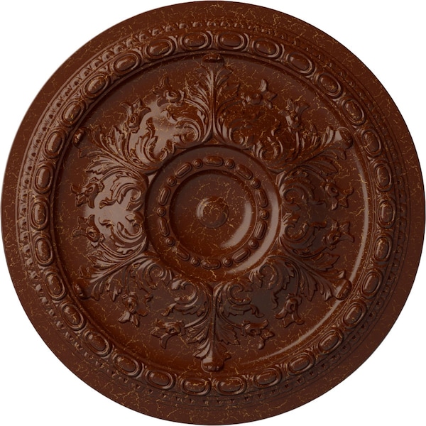 Ekena Millwork Oslo Ceiling Medallion (Fits Canopies up to 7 5/8"), 38 3/8"OD x 2 7/8"P, Burnished Mahogany Crackle CM38OSBMC - main